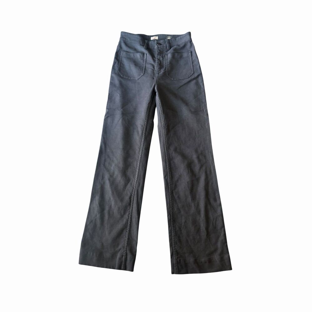 Faherty Stretch Patch Pocket Pants Women's Size 26 High Waist Wide Leg Dark Gray